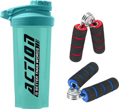 TRUE INDIAN COMBO OF 700ML Shaker Bottle for Protein Shake & Foam Handle Hand Exerciser Grip Fitness Accessory Kit Kit