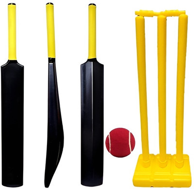kickmixsports Combo Set Of PVC Plastic Bat With Plastic Wicket Set And 1 Tennis Ball(Red) Cricket Kit