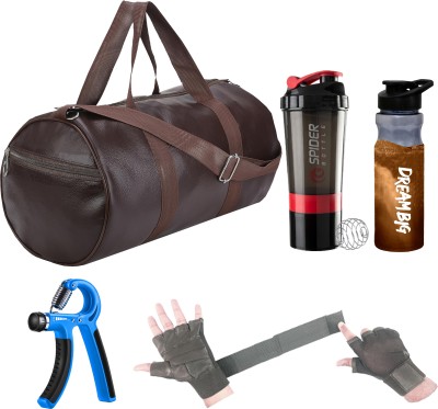 COOL INDIANS Gym Bag Combo with shaker Bottle II 2 IN 1 Black Gloves ll Fitness Kit Pack of 5 Fitness Accessory Kit Kit
