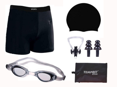 Tempest Set with Costume,Cap,Goggles,Ear plug and Bag(32-36 Inches) Swimming Kit