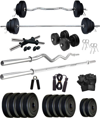 STARX 20 kg 70kg PVC weight with 3ft Curl Rod, 5ft Straight Rod and Accessories Home Gym Combo