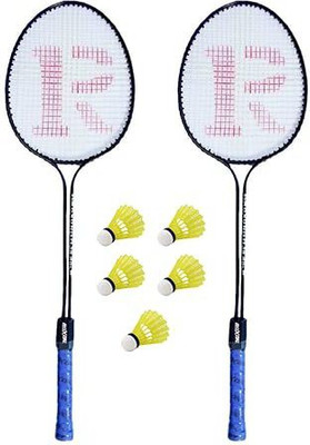 NSP P_B Set of 2 Piece Double Rod Badminton Racquet with 5 Piece Nylon Shuttle Badminton Kit