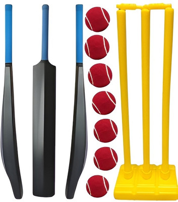 kickmixsports Combo Set PVC Bat With Plastic Wicket Set And 7 Tennis Ball(Red) Cricket Kit