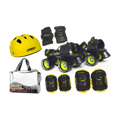 Jaspo Brillient Pro Senior Combo (skates+helmet+knee+elbow+wrist+bag) for 6 -14 years Skating Kit