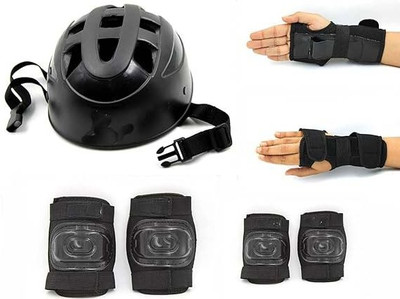 prikli Protective,,Guard Kit Cycling,helmet Set, Age 8-12 Years M Skating Helmet(Black) Skating Kit