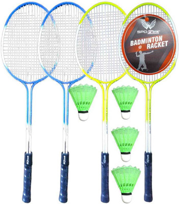 SPO Zone Premium Quality Badminton Rackets With Nylon Shuttle Cocks Badminton Kit _908088 Badminton Kit