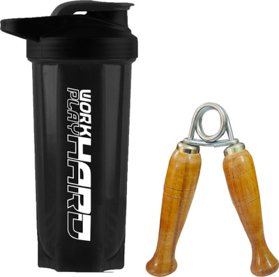 TRUE INDIAN Combo Of Bpa Free Gym Shaker & Wooden Griper Anti-Slip Handle/Protein Shaker For Fitness Accessory Kit Kit