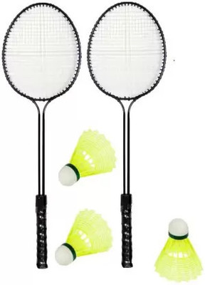 HouseOfCommon Badminton kit ( 2 Pc Double shaft racket + 3 Nylon Shuttle Branded Badminton Kit