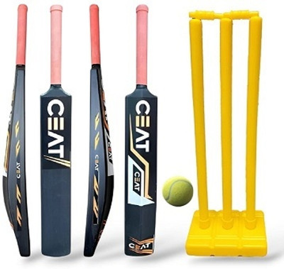 Krishav Trading Combo Set Pvc Plastic Bat With Plastic Wicket Set 3 Stumps And 1 Tennis Ball Cricket Kit