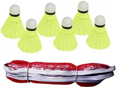 ANC Pack of 6 pc Nylon Shuttle + 1 badminton Branded Badminton Kit