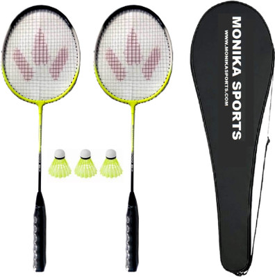 STYRKR Badminton Racket Set of 2 Aluminum Badminton Racket with 3 Plastic Shuttle Badminton Kit