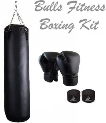 bulls fitness 3 Feet Unfilled Punching Bag + Hanging Chain + Boxing Gloves + Handwrap Boxing Kit