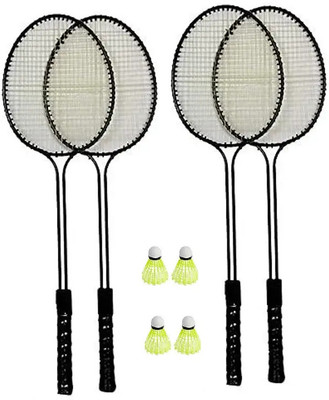Monika Sports 4 PC Double Shaft Racket With 4 Nylon shuttle Badminton Kit
