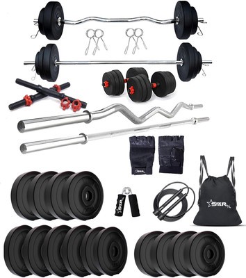 STARX PVC WITH 3FT CURL AND 3FT STRAIGHT ROD AND ACCESSORIES Adjustable Dumbbell(50 kg)