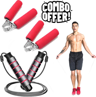 f five Skipping Rope and Hand Gripper Combo Pack for Men Gym Women Weight Loss Fitness Accessory Kit Kit