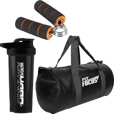 TRUE INDIAN Gym Bag With Hand Gripper And Gym Shaker Combo Bag For Men and Women Fitness Accessory Kit Kit