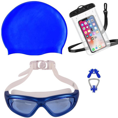 ArrowMax Swimming Goggle Wide Lense Swim Cap earplugs noseplugs combo Swimming Kit