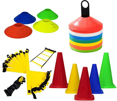 HOC Football Training Kit Agility Ladder 4m, 10 Rungs, 12 Marker & 20 Saucer Cones Football & Fitness Kit