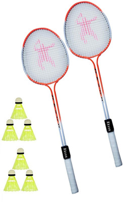 SPO Zone Badminton racket set of 2 Shuttle cocks pack of 6 Badminton Kit