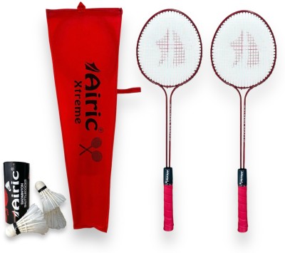 Airic Xtreme Double Shaft Raquets with Feather Shuttles Badminton Kit