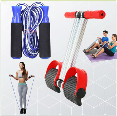 Manogyam Fitness Combo Of Double Spring Tummy Trimmer And Skipping Rope Fitness Accessory Kit Kit
