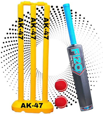 fizo Heavy PVC Cricket Kit For 5-7 Years Kids 1 Bat Size-3, 1Set Wicket, 2 Ball Cricket Kit