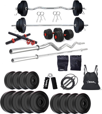 STARX 30 kg PVC GYM KIT WITH 3FT CURL, 3FT STRAIGHT ROD AND ACCESSORIES Home Gym Combo