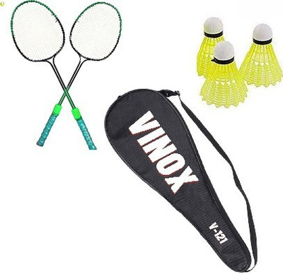 HouseOfCommon Badminton Racquet 2 Piece With 3 Piece Nylon Shuttle Cock Badminton Kit
