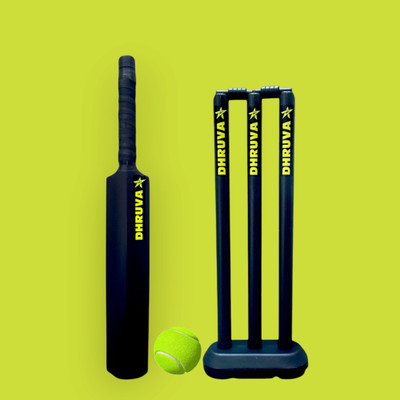 Dhruva Hard Plastic Cricket Kit for 8 years KIDS 1 bat 1 set small wicket 1 ball Cricket Kit