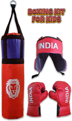 Synlark Boxing Punching Bag Kit with 2 Gloves & 1 Head Guard for Kids Boxing Boxing