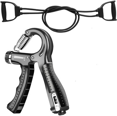 ADONYX Toning Tube with D Handle Fitness Rope and Hand Grip for Body Workout Fitness Accessory Kit Kit
