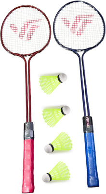 VELLFIRE 2 PC Double Shat Racket With 4 shuttle cock free / special for Beginners Badminton Kit