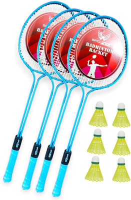 SPO Zone Scratchless A-2000 Badminton Racquets set Of 4 with 6 Plastic Shuttles Badminton Kit