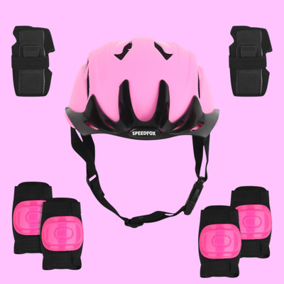 SPEEDFOX protection kit for kids 2-6 years with full confort and stylish colour Skating Helmet(Pink, Black)