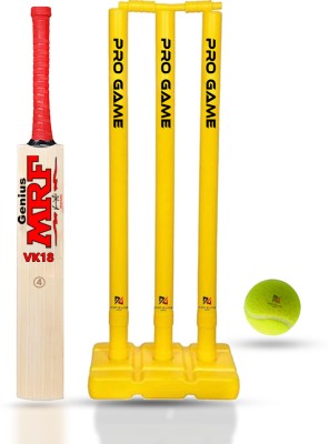 Pro Game Cricket Bat with PVC YLW Wicket Set & 1 Tennis Ball For (3-5 Years) Cricket Bat Cricket Kit