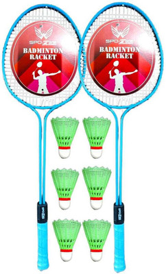 SPO Zone Badminton Racket SET Of 2 Piece With 6 Piece Plastic Shuttles COMBO Badminton Kit