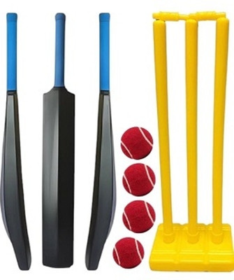 Krishav Trading Combo Set Pvc Plastic Bat With Plastic Wicket Set 3 Stumps And 4 Tennis Ball Cricket Kit