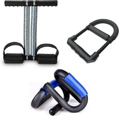 Fitfun WORKOUT COMBO OF DOUBLE SPRING TUMMY TRIMMER, PUSH UP BAR AND WRIST EXERCISER Fitness Accessory Kit Kit