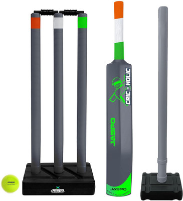 Jaspo Cric Holic Heavy Duty Plastic Full size Kit Includes 34” Bat, Ball & Stumps Cricket Kit