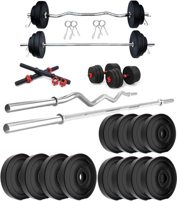 STARX 40 kg PVC weight with 3ft Curl Rod, 3ft Straight Rod and Home Gym Combo