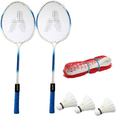 STYRKR Pro-17 Badminton Combo- 2 Rackets with Shuttle Pack of 3 Feather With Net Badminton Kit