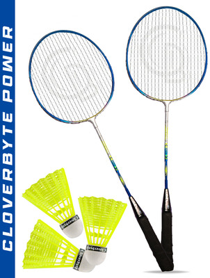 CLOVERBYTE POWER Blue Steel LightWeight Badminton Racquet 1 Pair with 3 pc Shuttlecocks Badminton Kit