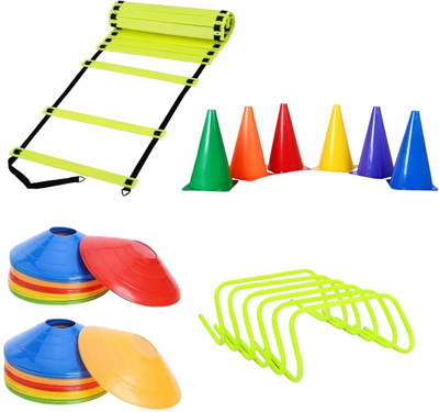 AS Agility kit 4 Mtr. Ladder 10 saucer 6 cone of 6 inch 6 hurdle Football & Fitness Kit