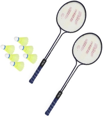 SPO Zone Badminton racquite Set of 2 with Shuttlecocks pack of 6 Badminton Kit