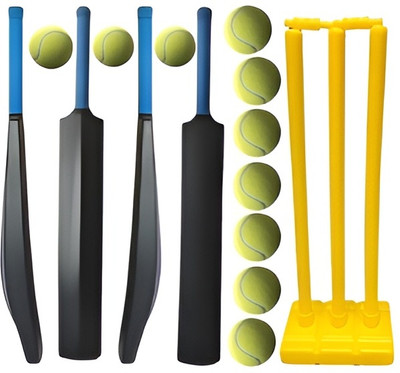 Krishav Trading Combo Set PVC Bat With Plastic Wicket Set And 10 Tennis Ball Cricket Kit