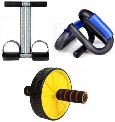 Fitfun 3 IN 1 TUMMY TRIMMER, AB WHEEL/ROLLER AND S SHAPE PUSH UP BAR Fitness Accessory Kit Kit