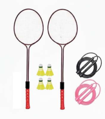 VELLFIRE Double shaft Badminton set with 4 pvc shuttles and 2 ropes Badminton Kit