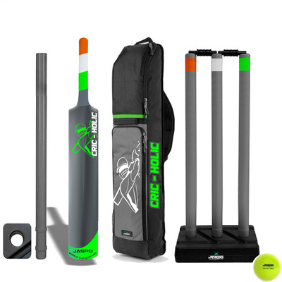 Jaspo Cric-Holic Heavy Duty Plastic Cricket Bat Kit Combo,Full Size (34” X 4.5”inches) Cricket Kit