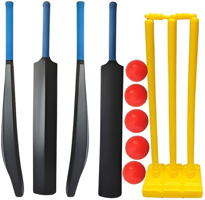 Krishav Trading PVC Bat With Plastic Wicket Set And 5 Wind Ball Cricket Kit