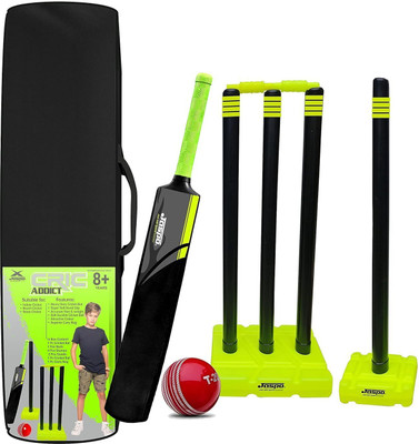 Jaspo CRIC Addict Plastic Cricket Bat with Cricket Ball for Kids(Size-5)(8years&Above) Cricket Kit